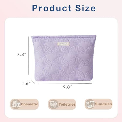 RSRSLEII Quilted Cotton Coquette Makeup bag, Coastal Granddaughter Aesthetic Cosmetic Bag, Cute Seashell Portable Travel Toiletry Pouch (09 Purple) - color: 09 Purple