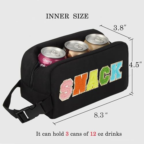 Freezable Lunch Bag,Freezable Snack Bag,Mini Cooler Bag for Travel/Work/School,Small Insulated Bag,Small Cooler Lunch Box with Ice Packs,Insulated Snack Bag,Freezable Snack Box with Handle Buckle - color: Black-snack