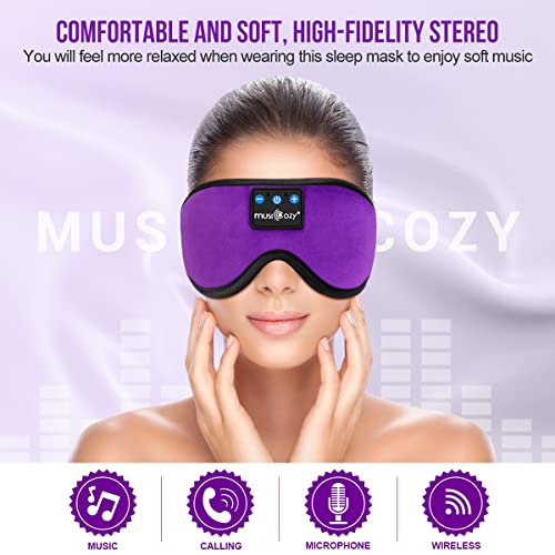 MUSICOZY Sleep Headphones, Bluetooth 5.4 Sleep Mask Headband Headphones Sleeping Eye Mask, Wireless Music Earbuds Earphones with HD Stereo Speakers Cool Gadgets Gifts (Violet) - color: Violet