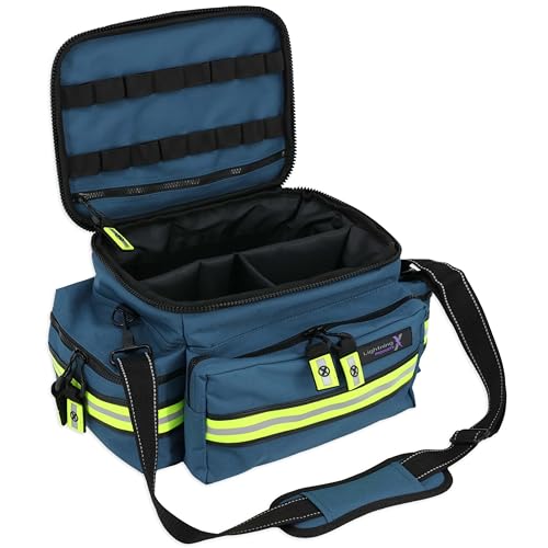Lightning X Products Lightning X Mid-Sized First Responder EMT Bag | LXMB25 Fully Stocked w/ 240+ Aid, EMS & Trauma Supplies - Blue - color: Blue
