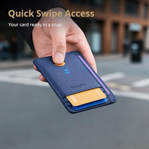 Buffway Slim Minimalist Front Pocket RFID Blocking Leather Wallets for Men and Women - Cross Blue - color: Cross Blue
