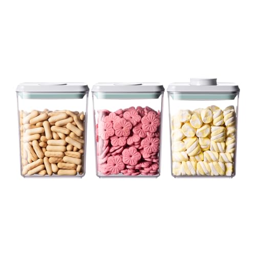 Airtight Food Storage Containers,1.3Qt 3Pcs Pop Food Containers with Lids, Stackable One Button Opening Kitchen Pantry Organizers and Storage, BPA-Free Food Containers Set for Snacks Candy Spices - color: 1.3qt * 3 Pcs