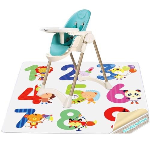 High Chair Splash pad, 51" 51 Non-Slip Waterproof Multi-Purpose Splash pad, Washable Splash pad for high Chair Floor Protection Table Cloth Portable Early Education Picnic Play mat (2) - color: Figure