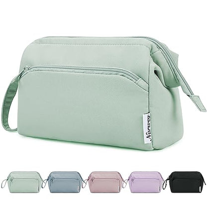 Narwey Wide-open Makeup Bag Women Girls, Travel Toiletry Bag for Women Cosmetic Bag Organizer Make up Bag with Compartments Toiletries Medicine Bag (Mint Green) - color: Mint Green