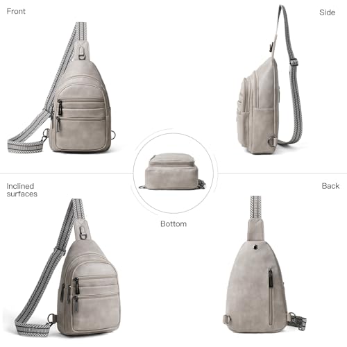 Leresas Sling Bag for Women Crossbody Bags Fanny Packs Sling Purse Backpack Shoulder Bag Vegan Leather Chic Gifts Travel Handbag Light Grey - color: Light Grey