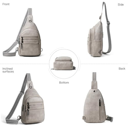 Leresas Sling Bag for Women Crossbody Bags Fanny Packs Sling Purse Backpack Shoulder Bag Vegan Leather Chic Gifts Travel Handbag Light Grey - color: Light Grey