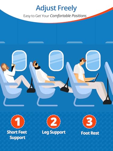 SARISUN 2 Pack Airplane Foot Hammock, Portable Travel Feet Rest Leg Relief, Ergonomic Hanging Sling for Long Flight,Car, Office Home, Comfort Support Travel Essentials, Black
