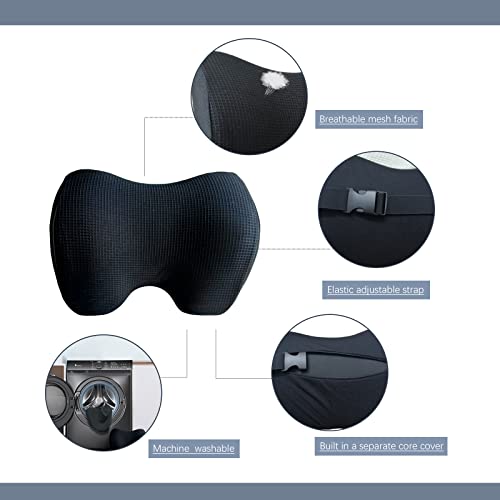 SPRFUFLY Make Relaxing Car Headrest Pillow, Car Pillow for Driving with Adjustable Strap, Breathable Removable Cover & Ergonomic Design - Softness Travel Car Neck Support Pillow(Black, 1PC) - color: Black