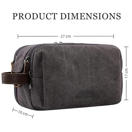 2Pack Men's Toiletry Bags Pu,Travel Toiletry Organizer, Waterproof Shaving Kit Pouch For storing daily essentials like toiletries and cosmetics,Black (Canvas Grey) - color: Canvas Grey