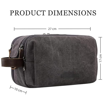 2Pack Men's Toiletry Bags Pu,Travel Toiletry Organizer, Waterproof Shaving Kit Pouch For storing daily essentials like toiletries and cosmetics,Black (Canvas Grey) - color: Canvas Grey