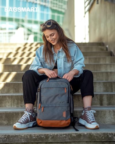 BAGSMART 37L Compression Travel Backpack, Expandable Carry On Backpack with Packing Cubes, Water Resistant Weekender Backpack Fits 17 Inch laptop, Luggage Daypack with Shoe Bag, Grey - color: Grey