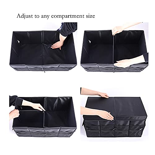 Tianle Car Trunk Organizer - Collapsible Trunk Organizer & Lid Foldable Cover Aluminium Alloy Handle Reflective Strip for Auto, SUV, Truck, Minivan (L Black) - color: L Black