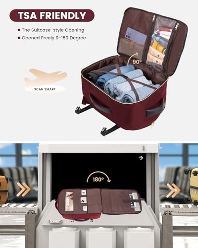LOVEVOOK 40L Large Travel Backpack for Women, Flight Approved, Waterproof, TSA Compliant, Fits 17.3'' Laptop, 17 Pockets, 3 Packing Cubes - color: Claret-black-dark, size: 40L-17.3 Inch-4Pcs