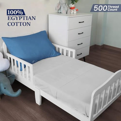 Toddler Travel Small Pillowcase 12x16 Inch Set of 2, mini Pillow case with Zipper Closure 500 Thread Count 100% Soft Egyptian Cotton Travel Pillow Cover 12x16, Medium Blue - color: Medium Blue, size: Toddler 12x16