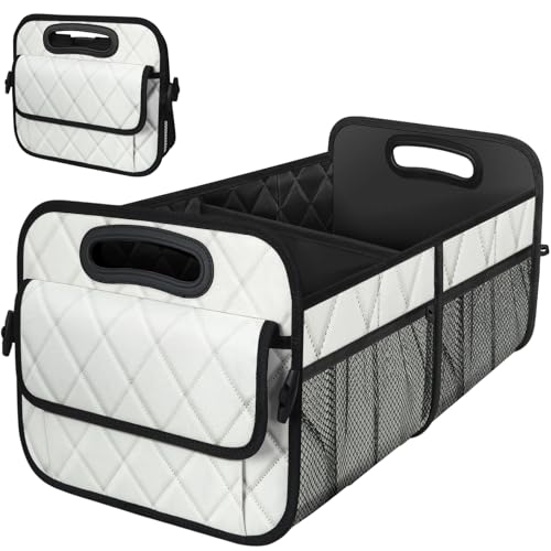 Deosk Car Trunk Organizer for SUV, Car Organizers and Storage with Reinforced Handles, Car Accessories for Women/Men 70L Waterproof Polyester Trunk Organizer(Large, Beige) - color: Beige, size: Large