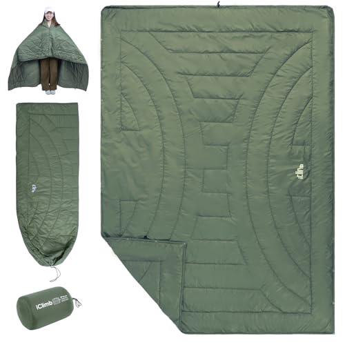 iClimb 3M Thinsulate Insulation Warm Camping Blanket Ultralight Compact - color: Green, size: 72.8” × 55”, 1.52 lb