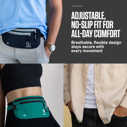 VENTURE 4TH Money Belt for Travel – Slim Hidden Under-Clothes RFID Blocking Anti-Theft Passport Holder & Travel Wallet Pouch for Men & Women to Protect Cash, Cards & Documents (Purple) - color: Purple