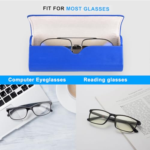 RayLove Hard Shell Glasses Case, Lightweight Leather Eyeglass Case, Travel-Friendly Sunglasses Protector for Men & Women - color: Blue