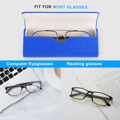 RayLove Hard Shell Glasses Case, Lightweight Leather Eyeglass Case, Travel-Friendly Sunglasses Protector for Men & Women - color: Blue