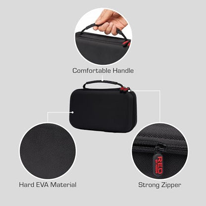 RED by Kiss Men Grooming Portable Organizer BagTravel Pouch (Black) Organize Shaver Trimmer Clipper Hair Comb Convenient Mesh Inner Pocket, Hard Zipper, Handle, Water Resistant Exterior