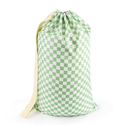 Laundry Bag, Dirty Backpack Laundry Bag For College Travel Laundromat Apartment, With Handles 29" X 18" (Green White Checkered) - color: Green White Checkered