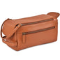 LEATHER VILLAGE Genuine Carbon Fiber Genuine Leather Travel Toiletry Bag - Large Dopp Kit, Water-Resistance Bathroom Kit & Shaving Organizer for Men & Women - Tan - color: Carbon Tan
