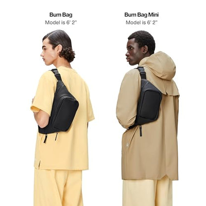 RAINS Bum Bag - Black Waterproof Unisex Sling Bag for Men and Women - Adjustable Strap, Coated Zip Closure - Crossbody Belt Bag for Travel and Everyday Use - 2 Year Warranty - size: Standard