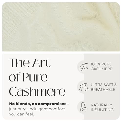 Velanio Cashmere 100% Cashmere Knitted Wrap Pashmina Shawl Extra Large Scarf Stole for Women Travel - color: White