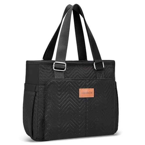 HSHRICH Large Women's Insulated Lunch Bag, Black, 12L, Composite and Aluminum - color: 03-Black, size: Large