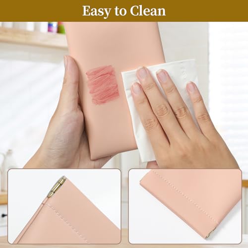 Squeeze Top Sunglass Case, New Organosilicon Soft PU Leather Eyeglass Glass Case Travel Large Sunglasses Pouch - color: Pink