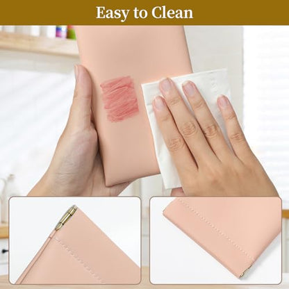Squeeze Top Sunglass Case, New Organosilicon Soft PU Leather Eyeglass Glass Case Travel Large Sunglasses Pouch - color: Pink