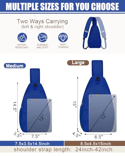 Pritent Crossbody Bags for Women Men Trendy Sling Bag Backpack Casual Chest Bag with Convertible Shoulder Strap - color: Royal Blue, size: Medium