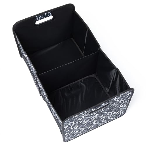 GreaterGood Paws Car Trunk Organizer Foldable Storage Bin with Handles Non Slip Base Pet Gear Travel Tote for SUV Truck (Flourish Paws) - color: Flourish Paws