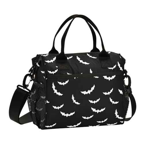 Halloween Bat Lunch Bag & Lunch Box for Women with Adjustable Shoulder Belt Insulated Portable Lunch Tote Bag Cooler Bag for Girls Travel Office Picnic - color: lunch 1, size: Medium