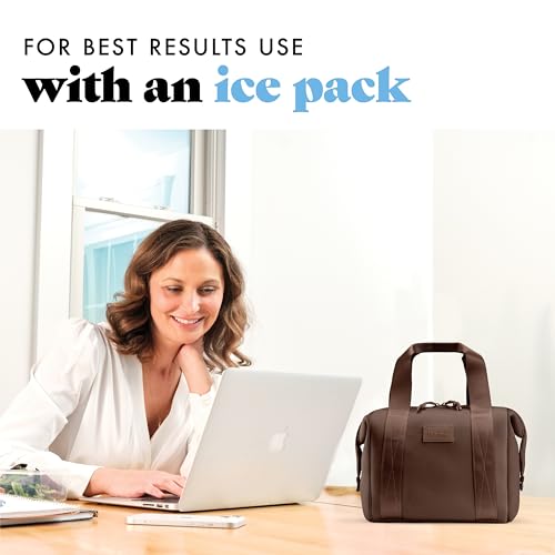 Fit & Fresh Remi Lunch Bag for Women Work – Neoprene Lunch Tote with Containers & Ice Pack, Reusable Meal Prep Lunch Box, Large Capacity, Machine Washable, Chocolate - color: Dark Chocolate