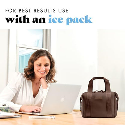 Fit & Fresh Remi Lunch Bag for Women Work – Neoprene Lunch Tote with Containers & Ice Pack, Reusable Meal Prep Lunch Box, Large Capacity, Machine Washable, Chocolate - color: Dark Chocolate