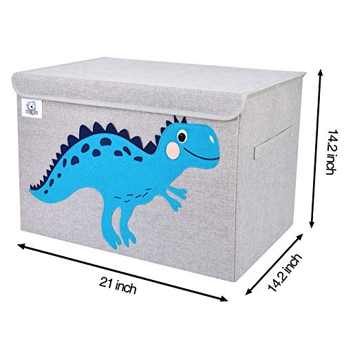 Foldable Large Kids Toy Chest with Flip-Top Lid, Collapsible Fabric Animal Toy Storage Organizer/Bin/Box/Basket/Trunk for Toddler, Children and Baby Nursery (Dinosaur) - color: Dinosaur