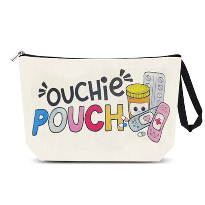 The Ouch Pouch Medicine First Aid Bag for Travel Camping Toiletry Bags with Zipper First Aid Kit Meds Storage Bag Funny Ouchie Pouch for Daughter Friend Birthday Christmas Gifts for Women Men - style: Ouchie Pouch