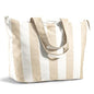 Fit & Fresh XL Beach Tote Bag for Women – XL Travel Tote with Zipper & Pockets, Oversized Canvas Pool Bag, Weekender Carry-On - color: Taupe Stripe