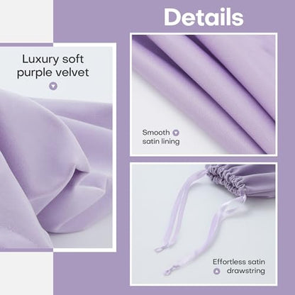 6 Pack Shoe Dust Bags, Velvet Drawstring Luxury Storage Bags for Shoes, Purses, Handbags & Cosmetics - Thick Dustproof Reusable Travel Organizer & Gift Pouch (Purple, 12 × 16 inches)