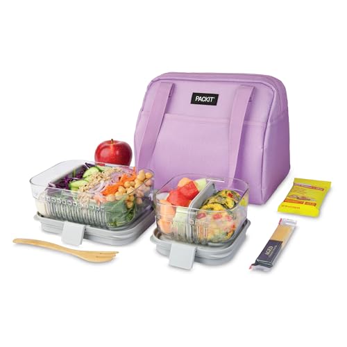 PackIt(R) Freezable Hampton Lunch Bag, Lavender, Built with EcoFreeze(R) Technology, Collapsible, Reusable, Zip Closure with Front Pocket and Shoulder Straps, Designed for Fresh Office Lunches - color: Lavender