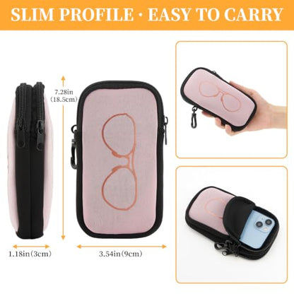WOZEAH Double Eyeglass Case with 2 Compartments, Travel Eyewear Organizer for Two Pairs of Glasses - color: Purple