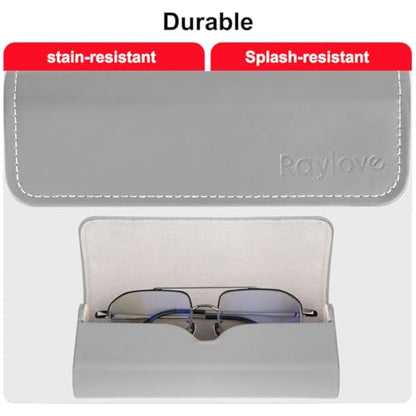 RayLove Hard Shell Glasses Case, Lightweight Leather Eyeglass Case, Travel-Friendly Sunglasses Protector for Men & Women - color: Grey