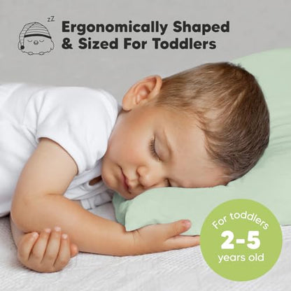 KeaBabies Organic Toddler Pillow with Pillowcase, Jumbo 14X20 - Soft Cotton Toddler Pillows for Sleeping - Machine Washable - Perfect for Travel, Toddler Bed Set (Sage) - color: Sage