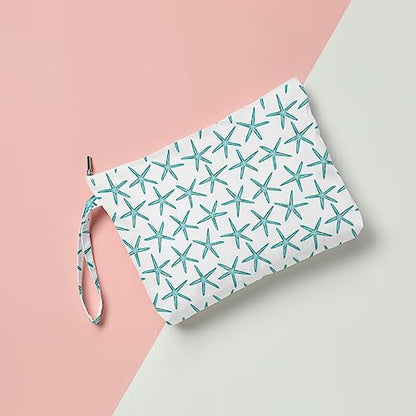 Fokongna Travel Makeup Bag - Wet Dry Bag for Swimsuit, Beach Pool Diapers, Dirty Yoga Gym Clothes - Zipper Pouch for Women, Sister, Friends - Ocean Sea Shells Beach Starfish - color: Starfish 06
