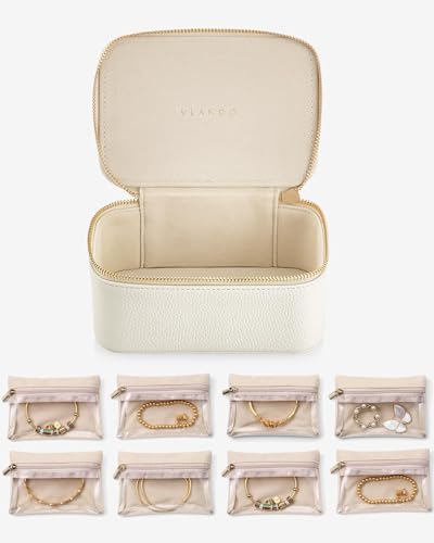 VLANDO Jewelry Travel Case,Travel Jewelry Organizer with Clear Velvet Jewelry Bags Zipper Pouch for Women Girl Gift- 8Pcs White - color: C.8PCS White