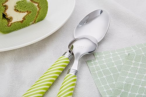ANNOVA Silverware Set Stainless Steel Colorful Tableware Kitchen Flatware Set Utensils, Includes Dinner Knives, Forks, Spoons, Salad Forks & Dessert Spoons (Light Green, 20 Pieces) - color: Light Green