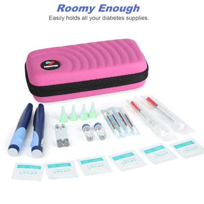 CDBXPRG Insulin Cooler Travel Case,Diabetic Cold Pack Organizer Bag with 2 Reusable Ice Packs for Insulin Pen and Other Medication Diabetic Supplies Pink - color: Pink