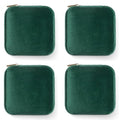 ZPROW Plush Velvet Travel Jewelry Case, Travel Jewelry Organizer, Jewelry Travel Case, Travel Jewelry Box, Small Jewelry Case, Jewelry Travel Box, Earring Organizer with Mirror - Emerald Green 4packs - color: Velvet 4 Pack - Emerald Green