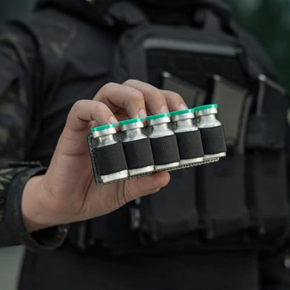 M-Tac Modular Ampoule Organizer Insert | Tactical Insert with Elastic Loops & Loop Velcro Backing | Fits Medical Kits & Backpacks, 5 Slot - color: Black, size: 10 ml